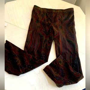 100. VINTAGE Ralph Lauren Paisley Women’s Velveteen pants flat front sz 14